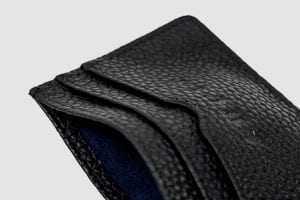 Arcis Full Grain Leather Card Holder blue lining inside